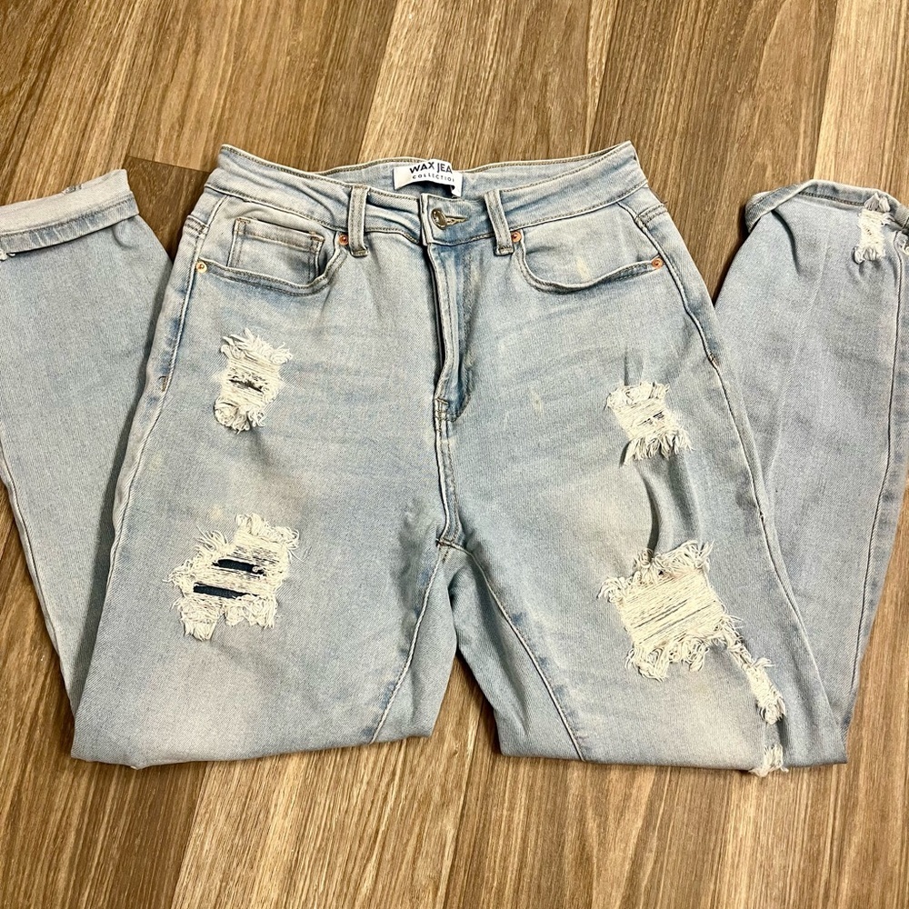 Wax Jean Light Blue Distressed Boyfriend Jeans